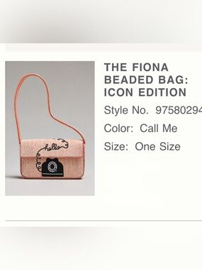 Fiona Icon Beaded Shoulder Bag - Light Orange/Pink. Call Me.    Hello